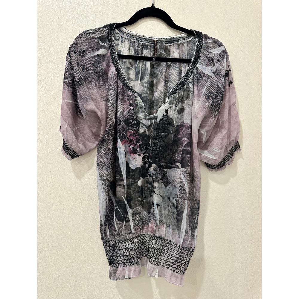 Mushka by Sienna Rose Floral Embroidered Fairy Whimsical Goth Top Size M